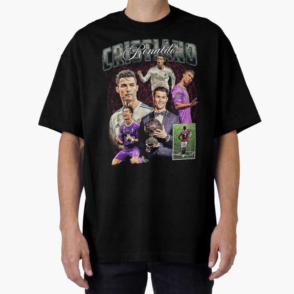 Cristiano Ronaldo Bootleg design Oversized T-Shirt Carry National Pride through FIFA World Cup 2026 USA Canada Mexico Spirit, Highlighting Germany, Neymar, Game Day Rituals, Football Legends, Country Pride and the Road to the Final; Great for Watch
