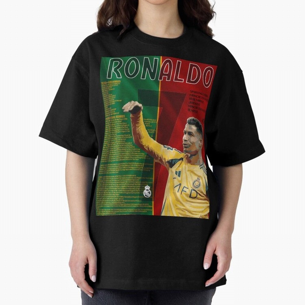 cristiano ronaldo 40th birthday tribute poster Oversized T-Shirt Represent the Passion of Global Football Passion for FIFA World Cup 2026, Made for Mbappe, Spain and Netherlands, Match Day Excitement, Supporter Culture, Golden Goals and Global
