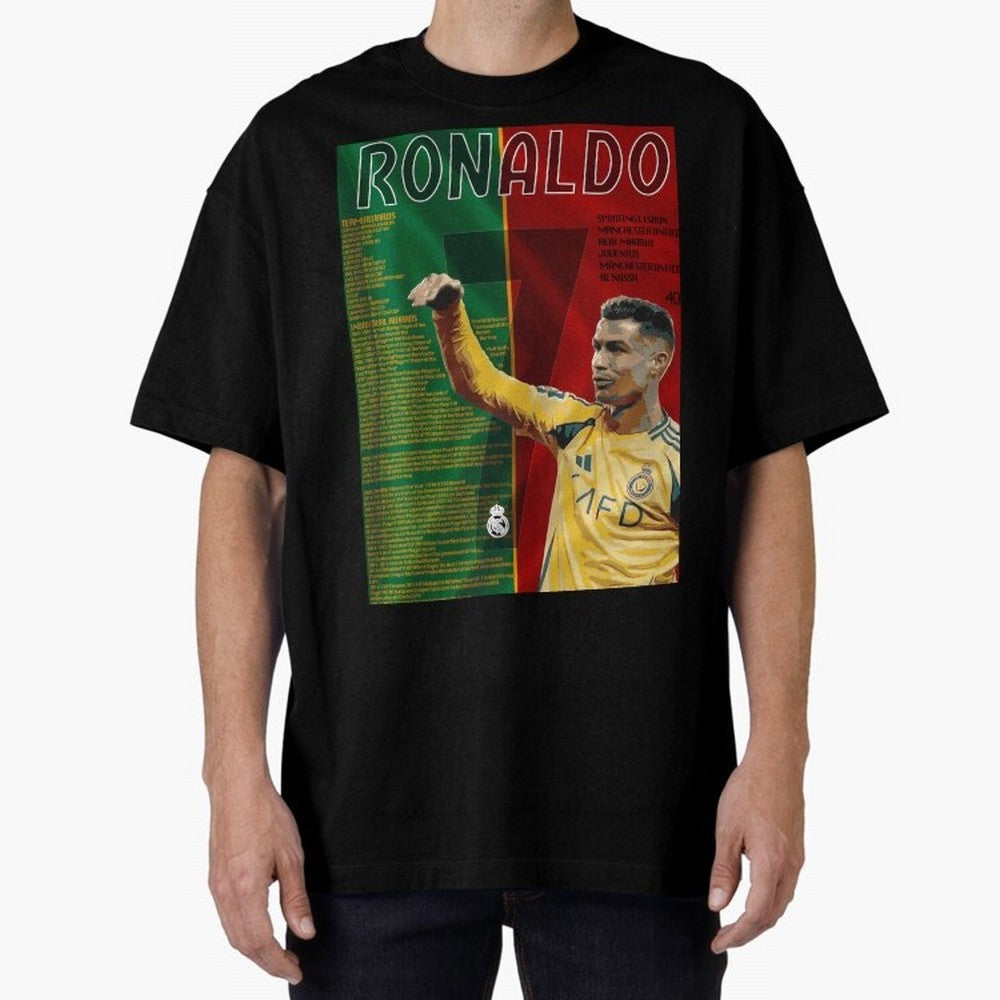 cristiano ronaldo 40th birthday tribute poster Oversized T-Shirt Represent the Passion of Global Football Passion for FIFA World Cup 2026, Made for Mbappe, Spain and Netherlands, Match Day Excitement, Supporter Culture, Golden Goals and Global