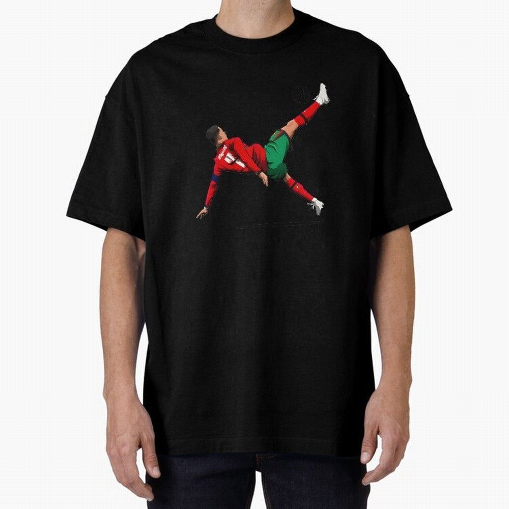 Cristiano Ronaldo 910th Goal Bicycle Kick Tribute Oversized T-Shirt Show Your Love for FIFA World Cup 2026 Filled with CR7 and Messi, Netherlands Energy, Global Supporter Spirit, Legendary Goals, National Colors and Tournament Celebration; Built