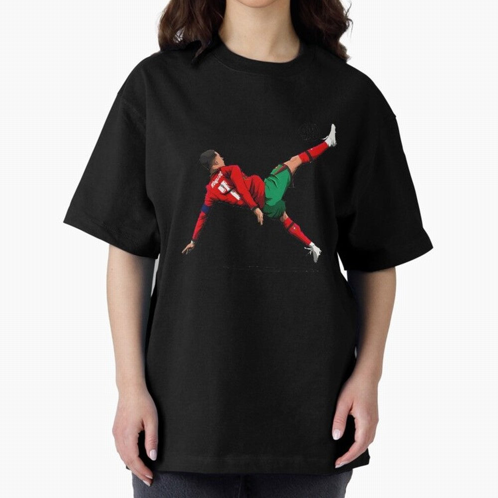 Cristiano Ronaldo 910th Goal Bicycle Kick Tribute Oversized T-Shirt Show Your Love for FIFA World Cup 2026 Filled with CR7 and Messi, Netherlands Energy, Global Supporter Spirit, Legendary Goals, National Colors and Tournament Celebration; Built