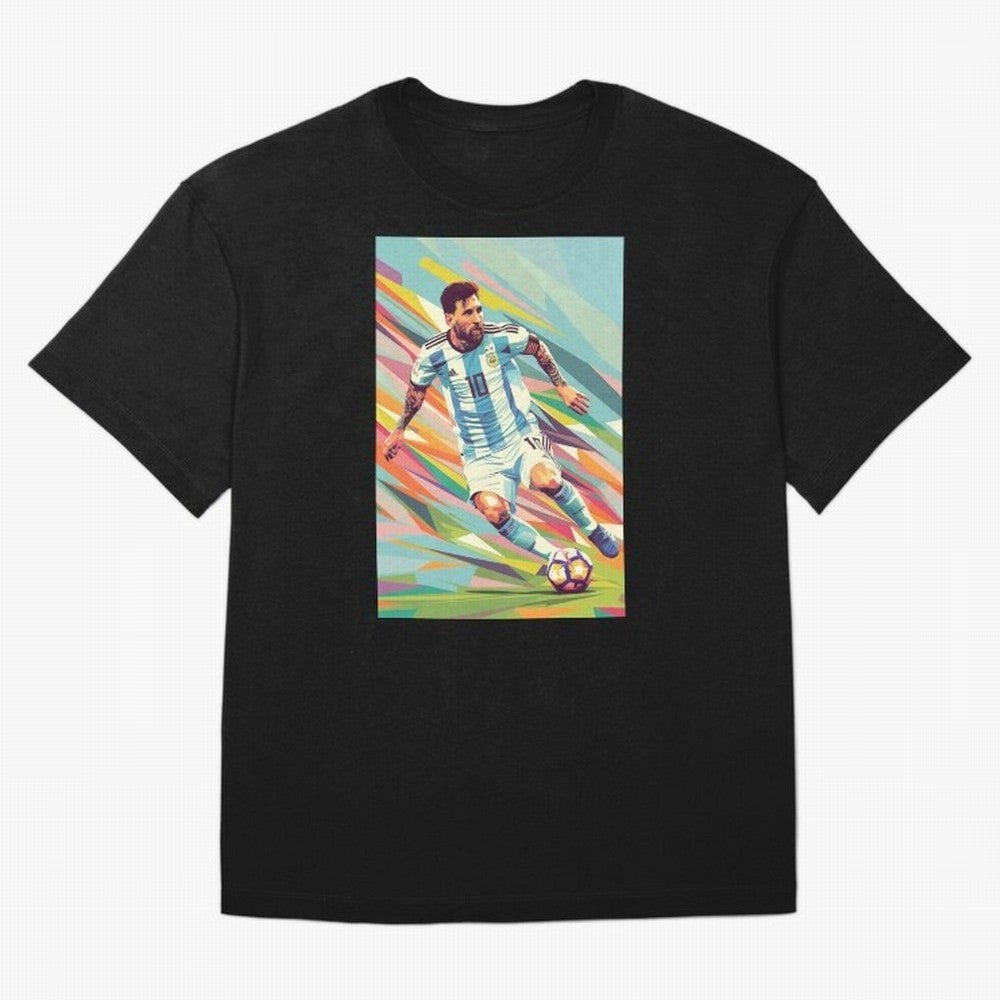Messi in action Graphic poster design Oversized T-Shirt Bring World Football Passion into FIFA World Cup 2026 Group Stage for Fans of Messi, CR7 and Mbappe and Argentina, Bringing Soccer Culture, Superstar Moments, National Team Dreams and