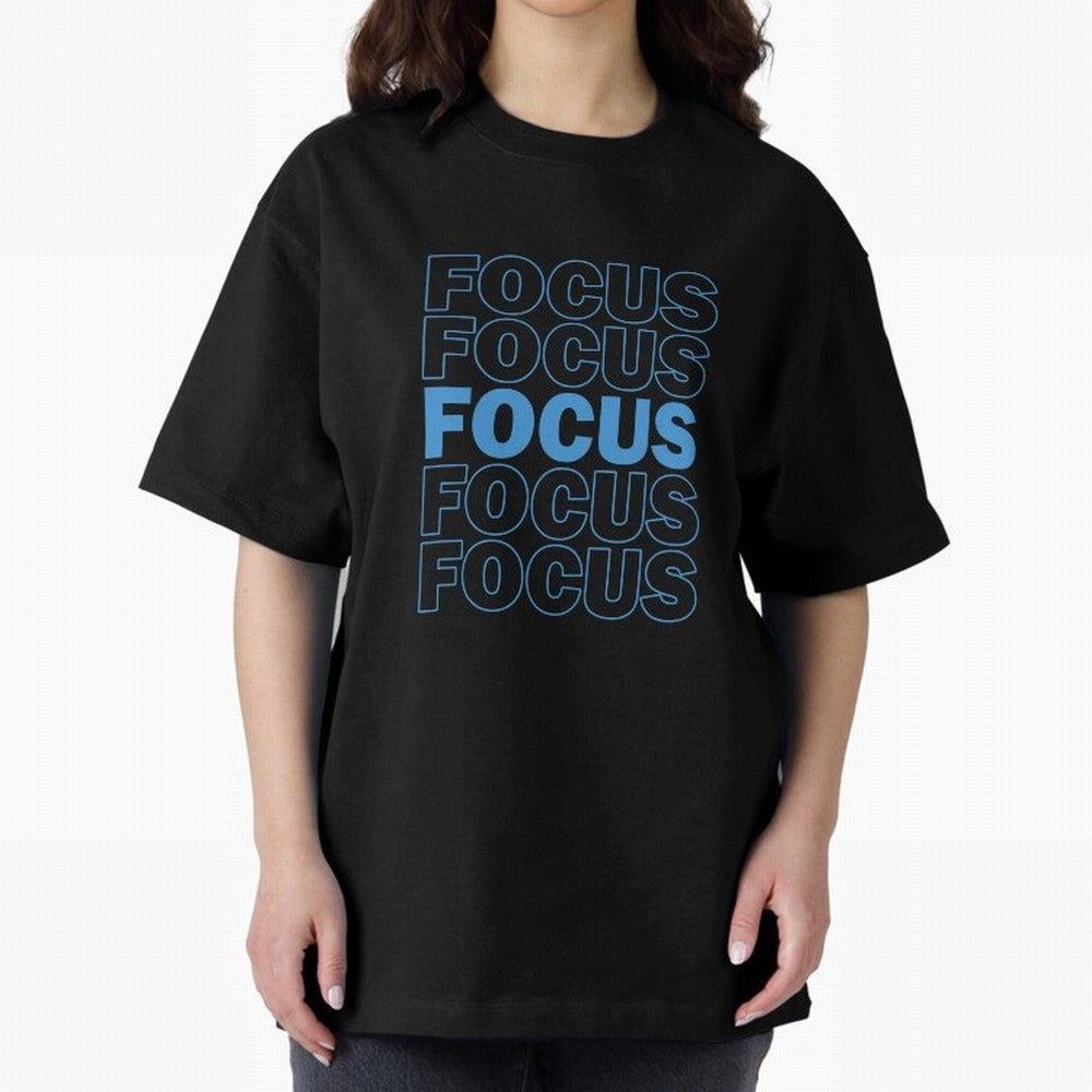 Focus Focus Focus (Blue) Oversized T-Shirt Honor Champions and Dreams in Match Day Hype around FIFA World Cup 2026, Cristiano Ronaldo, Haaland and CR7, Argentina, France and Brazil, Tournament Hype, Historic Matchups, Family Viewing Parties and