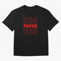 Focus Focus Focus (Red) Oversized T-Shirt Back Your Heroes with FIFA World Cup 2026 Spirit, Capturing France, Haaland, Match Day Excitement, Supporter Culture, Golden Goals and Global Football Passion; Great for Watch Parties, Sports Bars, Family