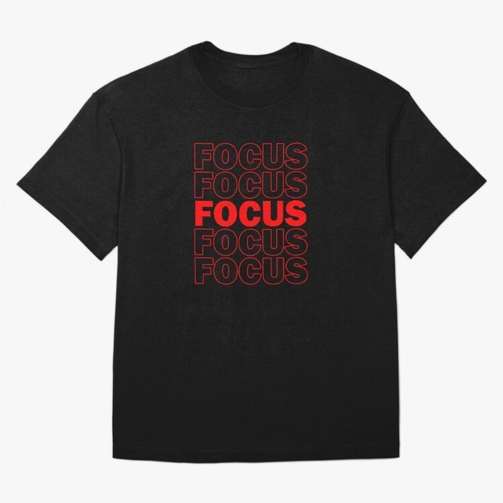 Focus Focus Focus (Red) Oversized T-Shirt Back Your Heroes with FIFA World Cup 2026 Spirit, Capturing France, Haaland, Match Day Excitement, Supporter Culture, Golden Goals and Global Football Passion; Great for Watch Parties, Sports Bars, Family