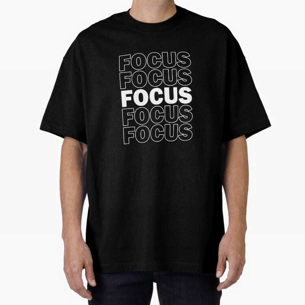 Focus Focus Focus (White Design) Oversized T-Shirt Celebrate the Biggest Stage of Global Football Passion for FIFA World Cup 2026, Filled with Cristiano Ronaldo, Argentina, France and Brazil, Champion Mindset, Group Stage Buzz, Knockout Tension and