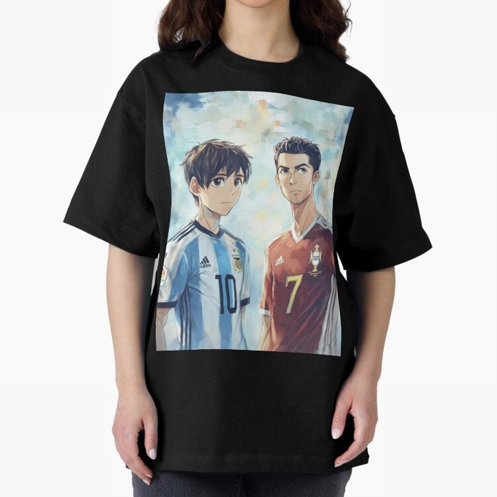 Lionel Messi and Cristiano Ronaldo Oversized T-Shirt Join the Global Buzz around FIFA World Cup 2026 Group Stage Spirit, Filled with France, Messi and Cristiano Ronaldo, Sports Nostalgia, International Competition, Famous Players and Unforgettable