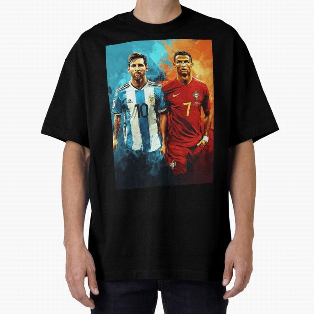 Lionel Messi and Cristiano Ronaldo Oversized T-Shirt Cheer through Every Moment of FIFA World Cup 2026 USA Canada Mexico Highlighting Neymar, Haaland and Cristiano Ronaldo, Netherlands Energy, Match Day Excitement, Supporter Culture, Golden Goals