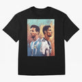 Lionel Messi and Cristiano Ronaldo Oversized T-Shirt Cheer for Global Football Passion for FIFA World Cup 2026 Group Stage, Driven by Haaland, Brazil, Portugal and Argentina, Championship Spirit, Famous Goals, Roaring Crowds and International