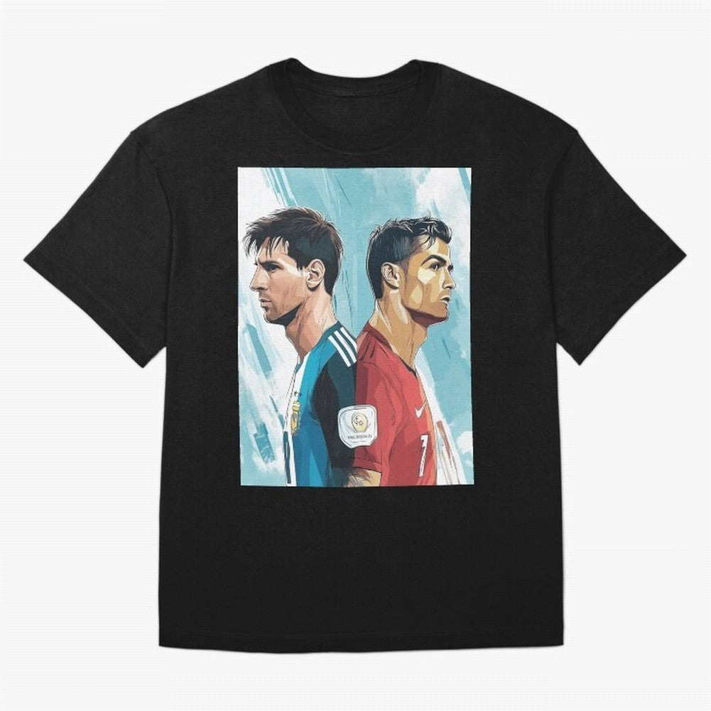 Lionel Messi and Cristiano Ronaldo Oversized T-Shirt Show Passion for the Stars of the FIFA World Cup 2026 Journey through Mbappe and Neymar Highlights, France and Portugal Pride, Classic Soccer Heritage, Championship Pressure, Fan Loyalty and