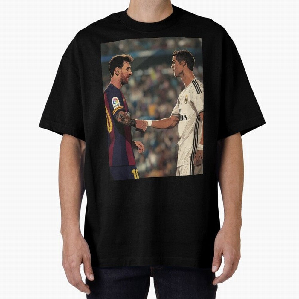 Lionel Messi and Cristiano Ronaldo Oversized T-Shirt Bring Stadium Energy to FIFA World Cup 2026 Spirit, Highlighting Argentina and Brazil, Mbappe, Champion Mindset, Group Stage Buzz, Knockout Tension and Passionate Fan Culture; Perfect for