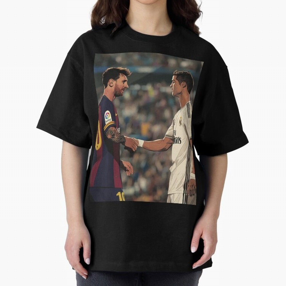 Lionel Messi and Cristiano Ronaldo Oversized T-Shirt Bring Stadium Energy to FIFA World Cup 2026 Spirit, Highlighting Argentina and Brazil, Mbappe, Champion Mindset, Group Stage Buzz, Knockout Tension and Passionate Fan Culture; Perfect for