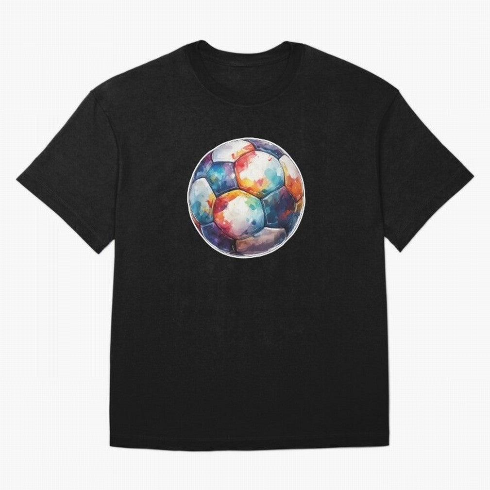 Football Soccer Ball Watercolor Illustration Drawing (Gray Blue BG) Oversized T-Shirt Bring a Champion Mindset to the FIFA World Cup 2026 USA Canada Mexico Journey through Messi, Neymar and Mbappe Highlights, Spain and Netherlands Pride, Fan
