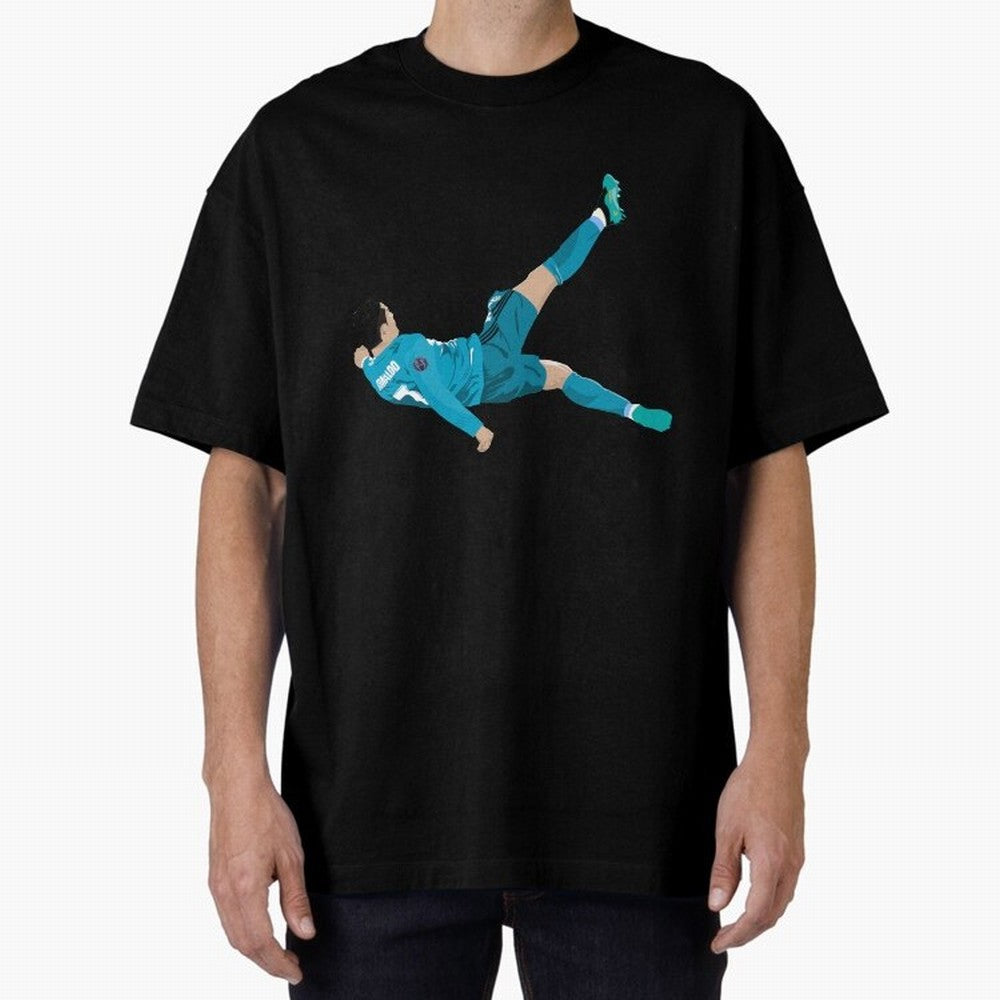 Cristiano Ronaldo Bicycle Kick Oversized T-Shirt Share the Excitement of FIFA World Cup 2026 Group Stage for Fans of Haaland and Mbappe and Spain and Netherlands, Bringing Fan Favorite Moments, National Team Passion, Big Match Drama and Soccer