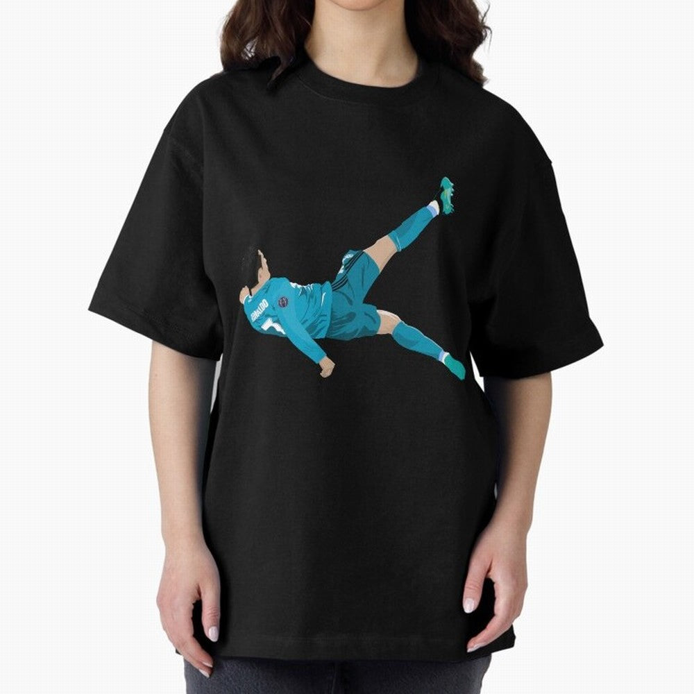Cristiano Ronaldo Bicycle Kick Oversized T-Shirt Share the Excitement of FIFA World Cup 2026 Group Stage for Fans of Haaland and Mbappe and Spain and Netherlands, Bringing Fan Favorite Moments, National Team Passion, Big Match Drama and Soccer