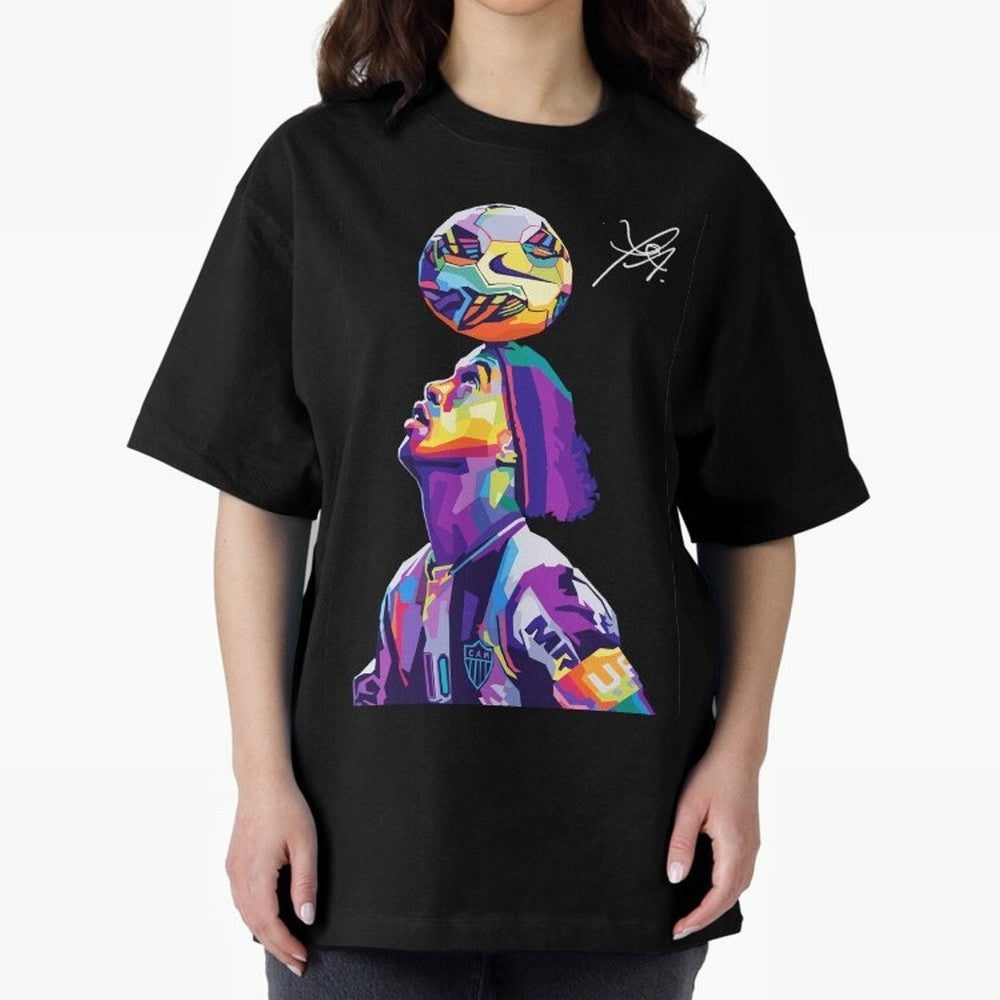 Ronaldinho Wpap Pop Art Oversized T-Shirt Discover FIFA World Cup 2026 USA Canada Mexico Spirit, Centered on France and Portugal, Messi and Cristiano Ronaldo, Global Supporter Spirit, Legendary Goals, National Colors and Tournament Celebration;