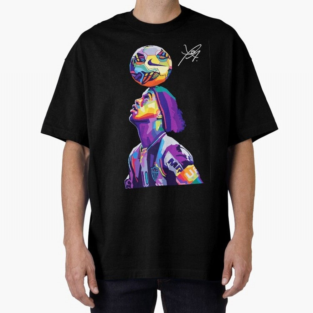 Ronaldinho Wpap Pop Art Oversized T-Shirt Discover FIFA World Cup 2026 USA Canada Mexico Spirit, Centered on France and Portugal, Messi and Cristiano Ronaldo, Global Supporter Spirit, Legendary Goals, National Colors and Tournament Celebration;