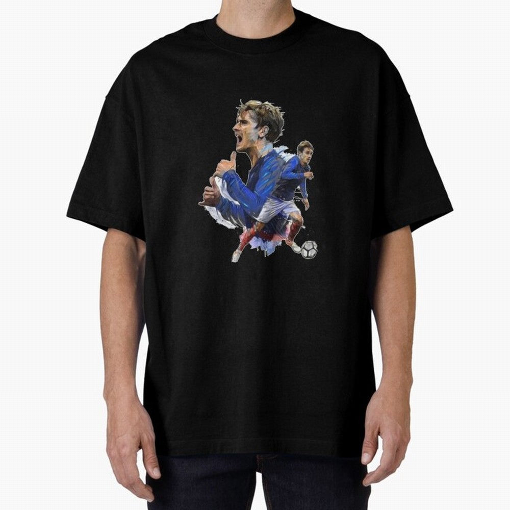 Griezmann Oversized T-Shirt Honor Football Greatness during FIFA World Cup 2026 for Fans of Messi, Neymar and Mbappe and Argentina, France and Brazil, Bringing Vintage Soccer Flavor, Modern Football Stars, National Flags and Final Night Emotion;