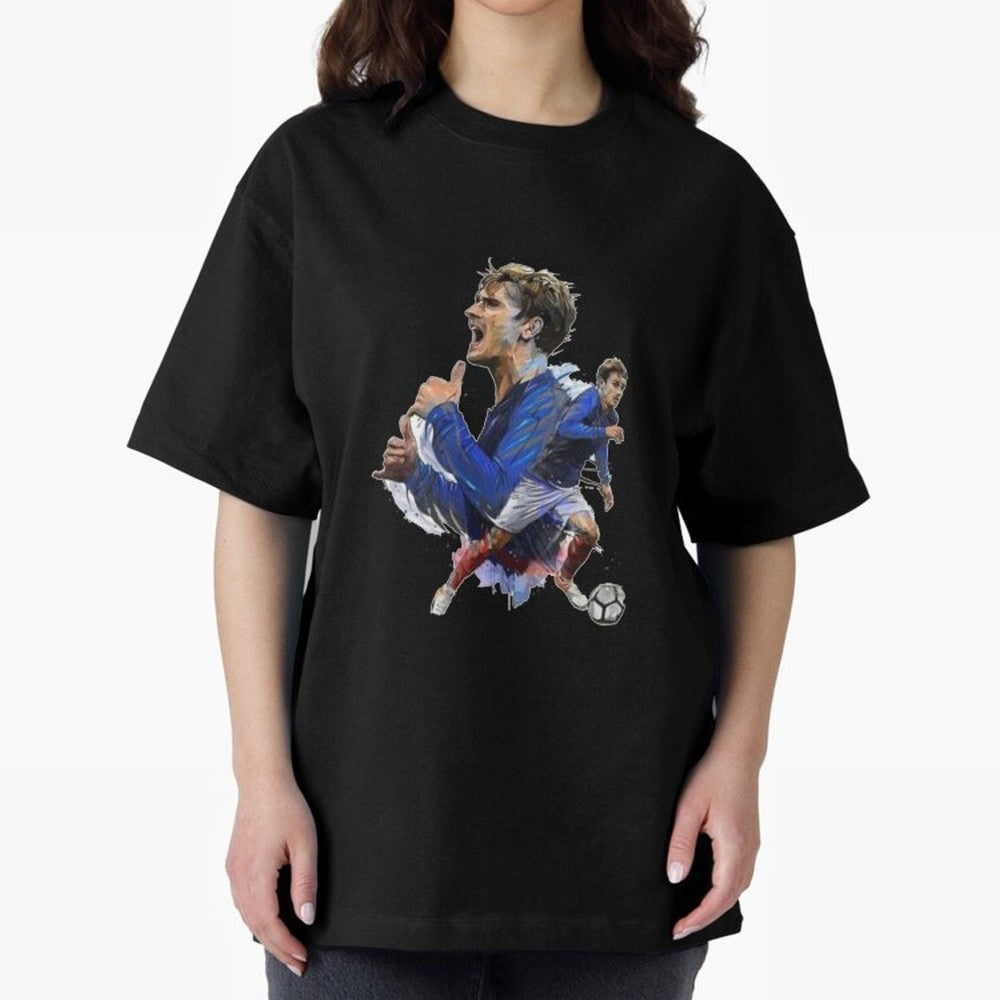 Griezmann Oversized T-Shirt Honor Football Greatness during FIFA World Cup 2026 for Fans of Messi, Neymar and Mbappe and Argentina, France and Brazil, Bringing Vintage Soccer Flavor, Modern Football Stars, National Flags and Final Night Emotion;