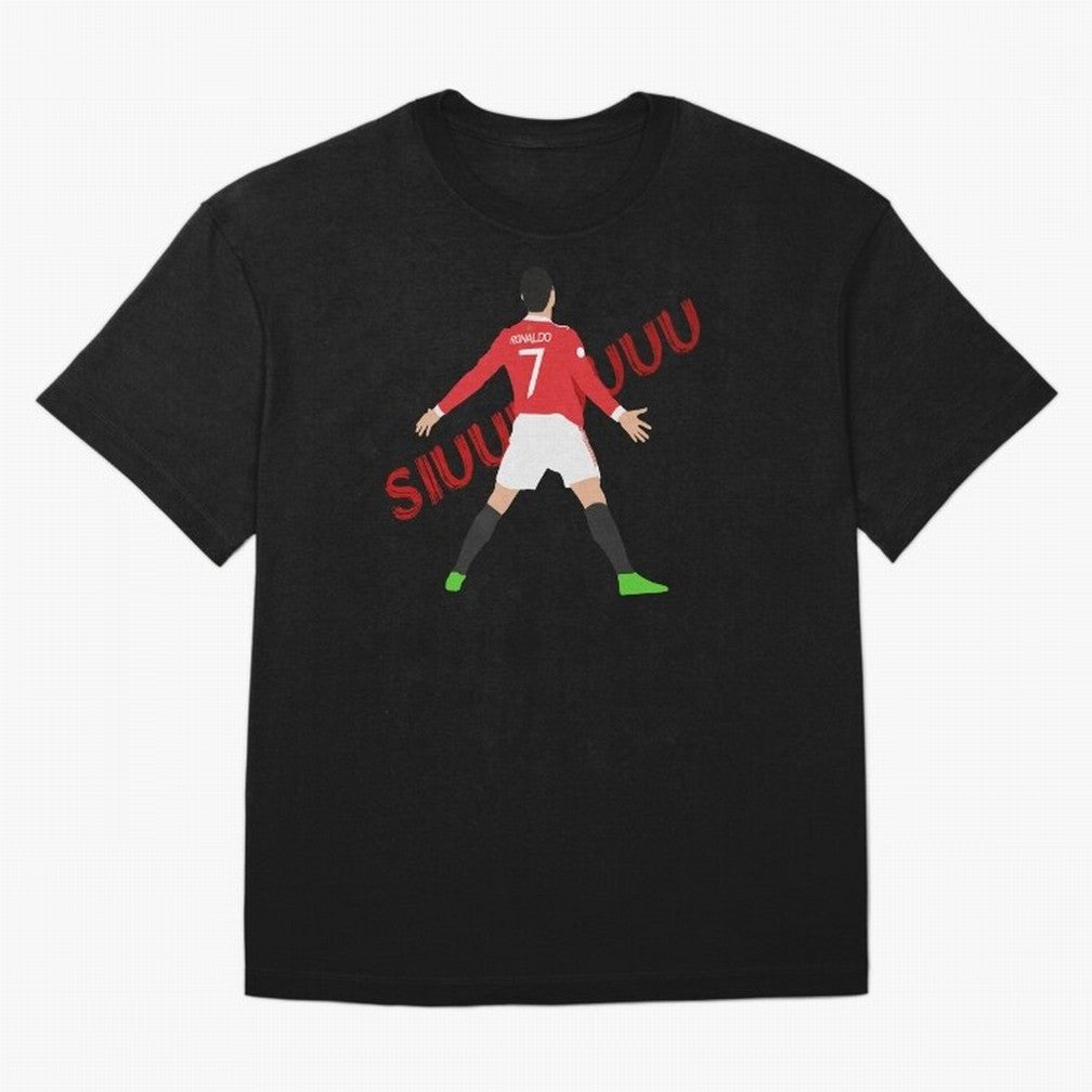 Cristano Ronaldo Celebration Block Art SIUUUU with text Oversized T-Shirt Bring World Football Passion into Global Football Passion for FIFA World Cup 2026 USA Canada Mexico, Capturing Cristiano Ronaldo, England and Germany, Stadium Memories,