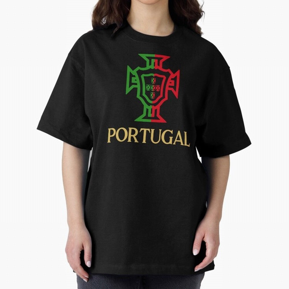 Portugal Tuga Gold Oversized T-Shirt Feel the Heartbeat of FIFA World Cup 2026 Group Stage Spirit, Connected to Spain and Netherlands, Messi and Cristiano Ronaldo, Championship Spirit, Famous Goals, Roaring Crowds and International Football Unity;