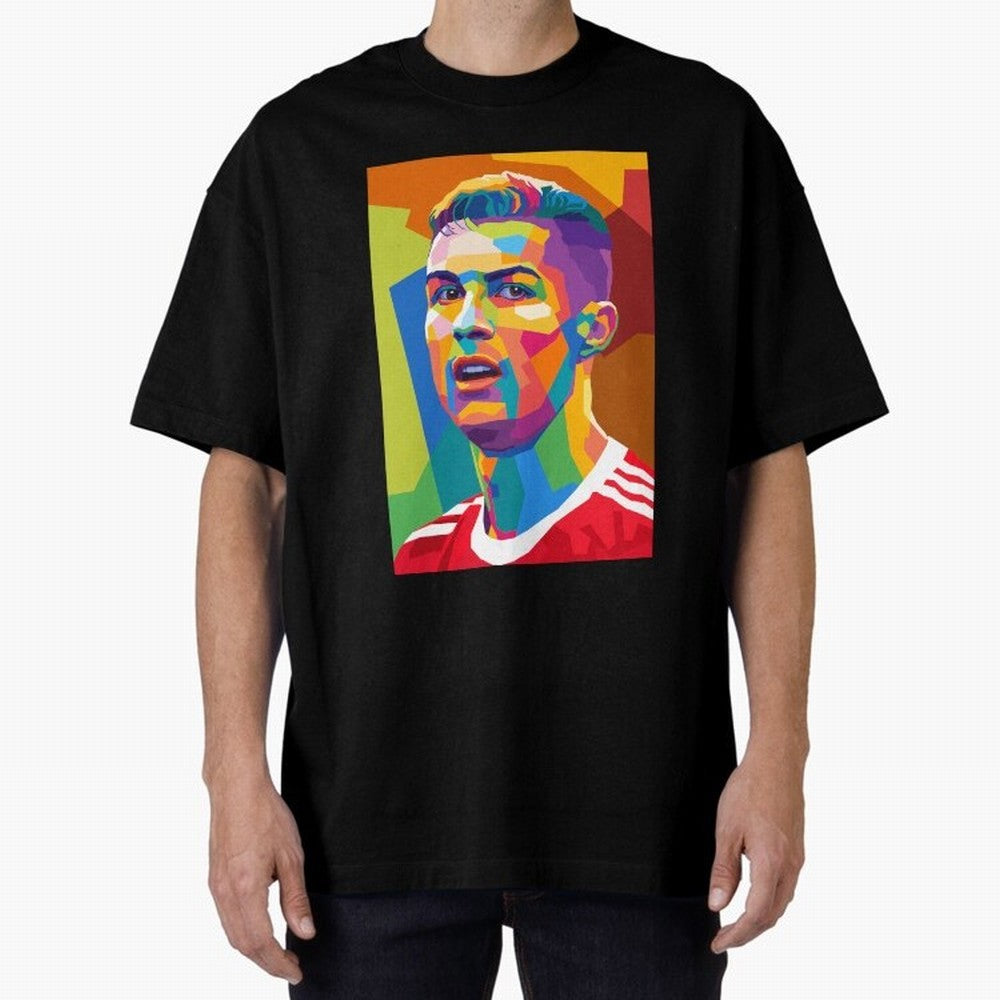 Cristiano Ronaldo Wpap Pop Art Oversized T-Shirt Celebrate the Next Chapter of Global Football Passion for FIFA World Cup 2026 USA Canada Mexico, Inspired by Haaland, Spain, Match Day Excitement, Supporter Culture, Golden Goals and Global Football