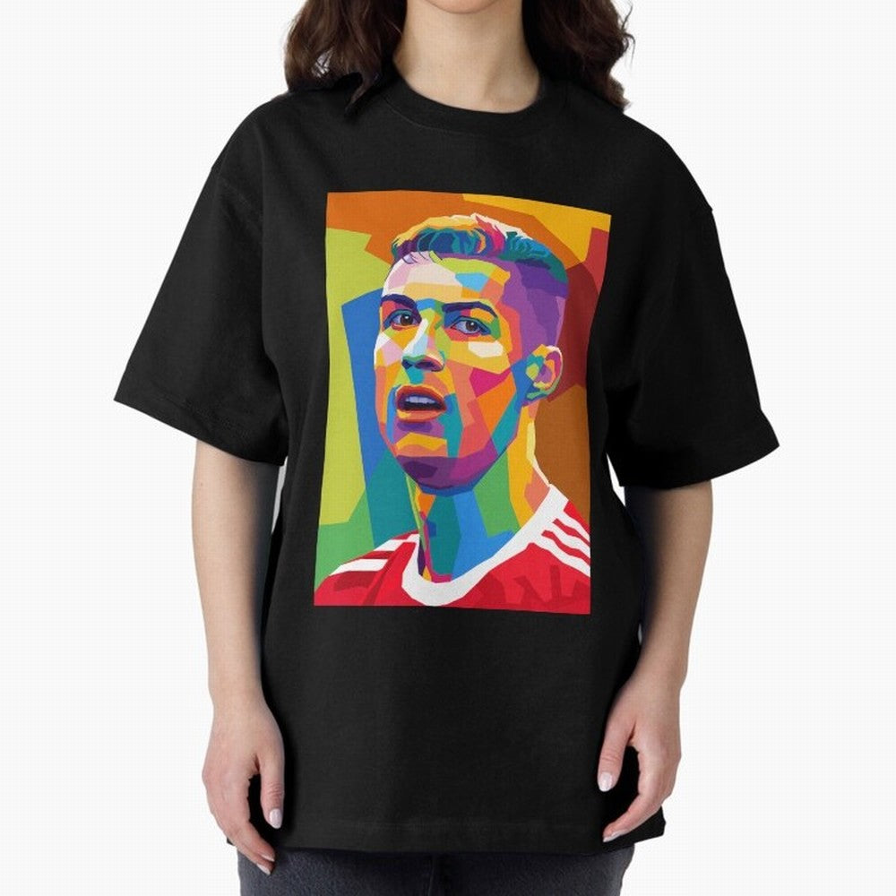 Cristiano Ronaldo Wpap Pop Art Oversized T-Shirt Celebrate the Next Chapter of Global Football Passion for FIFA World Cup 2026 USA Canada Mexico, Inspired by Haaland, Spain, Match Day Excitement, Supporter Culture, Golden Goals and Global Football
