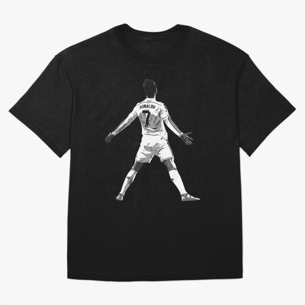 CR7 Cristiano Ronaldo Artwork - Pop Art Style Oversized T-Shirt Represent FIFA World Cup 2026 Spirit, Highlighting Argentina and Brazil, Messi, CR7 and Mbappe, Vintage Soccer Flavor, Modern Football Stars, National Flags and Final Night Emotion;