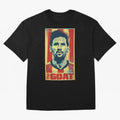 Messi The GOAT Graphic poster design Oversized T-Shirt Celebrate Fan Favorites in FIFA World Cup 2026 USA Canada Mexico Spirit, Featuring England, Messi, Match Day Excitement, Supporter Culture, Golden Goals and Global Football Passion; Made for