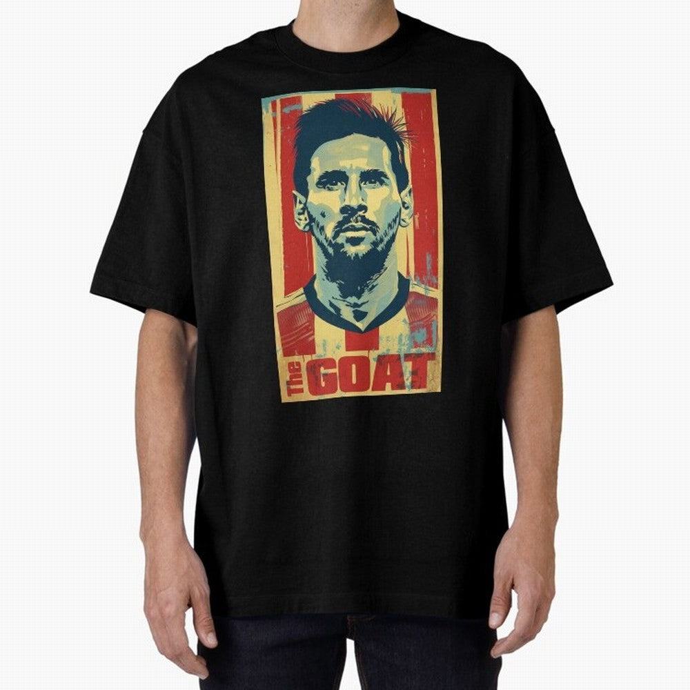 Messi The GOAT Graphic poster design Oversized T-Shirt Celebrate Fan Favorites in FIFA World Cup 2026 USA Canada Mexico Spirit, Featuring England, Messi, Match Day Excitement, Supporter Culture, Golden Goals and Global Football Passion; Made for