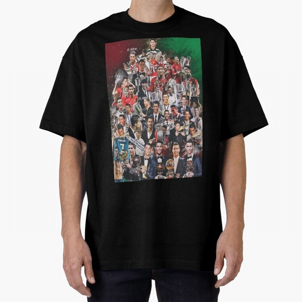 Cristiano Ronaldo (5th Ballon D'Or) Oversized T-Shirt Enjoy Match Day Hype around FIFA World Cup 2026 Group Stage, Messi, CR7 and Mbappe, Netherlands, Global Supporter Spirit, Legendary Goals, National Colors and Tournament Celebration; Perfect for