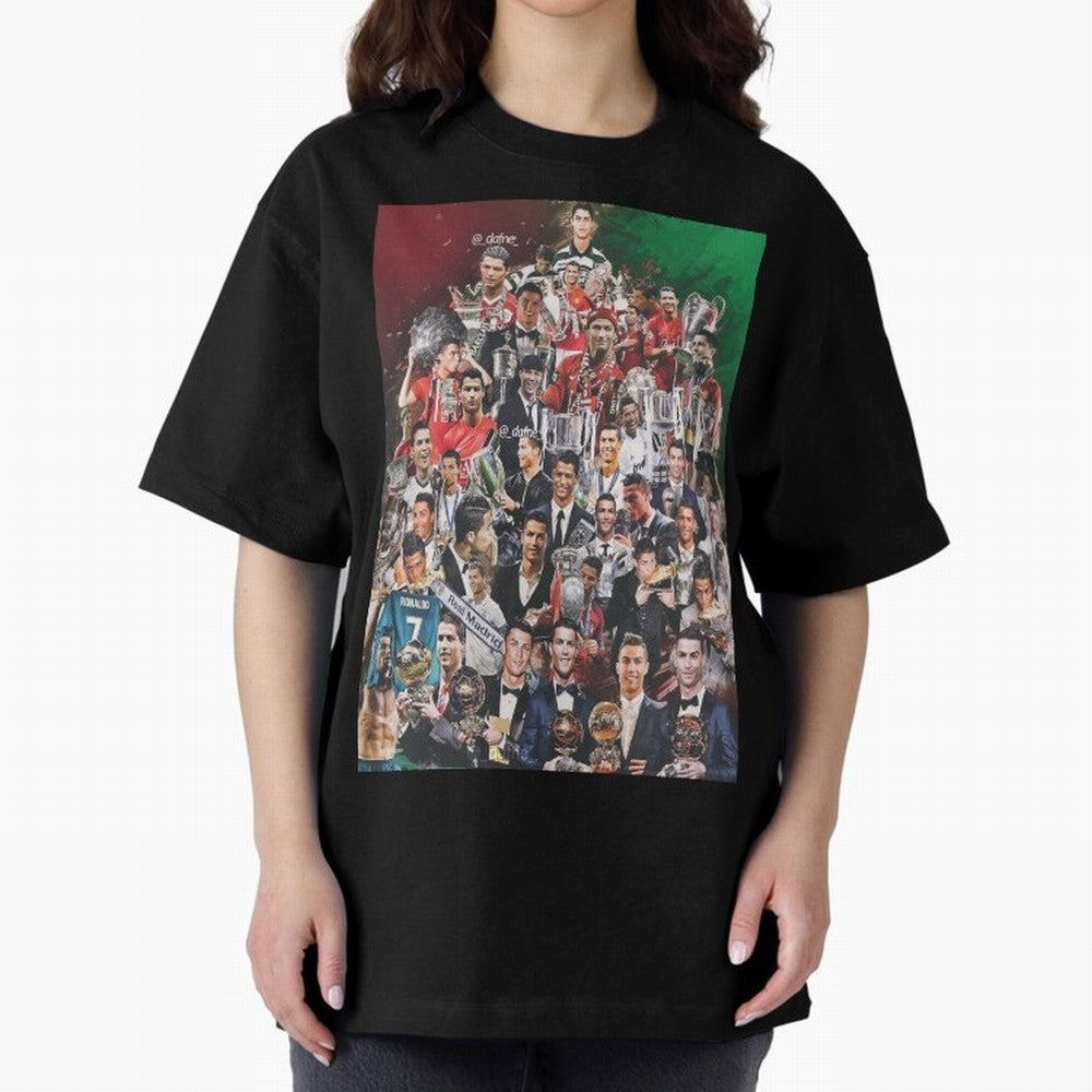 Cristiano Ronaldo (5th Ballon D'Or) Oversized T-Shirt Enjoy Match Day Hype around FIFA World Cup 2026 Group Stage, Messi, CR7 and Mbappe, Netherlands, Global Supporter Spirit, Legendary Goals, National Colors and Tournament Celebration; Perfect for