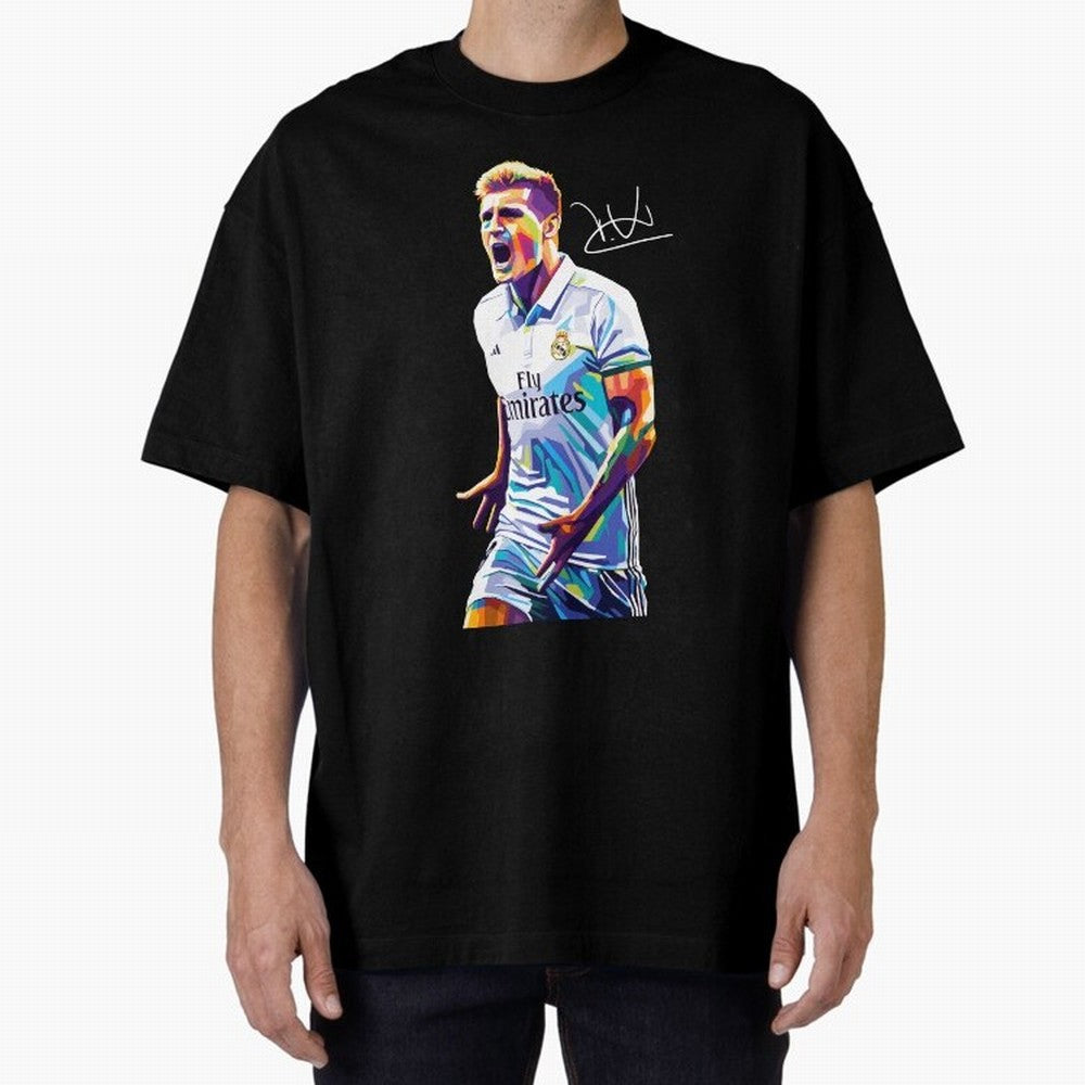 Kroos Footballer Wpap Art Oversized T-Shirt Join Supporters Worldwide for FIFA World Cup 2026 Group Stage for Fans of Neymar, Haaland and Cristiano Ronaldo and Argentina and Brazil, Bringing Tournament Hype, Historic Matchups, Family Viewing