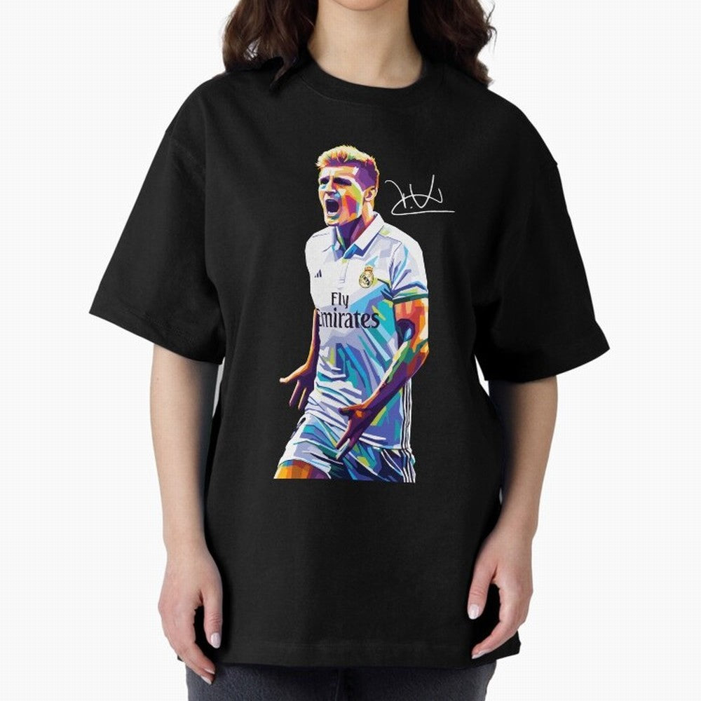 Kroos Footballer Wpap Art Oversized T-Shirt Join Supporters Worldwide for FIFA World Cup 2026 Group Stage for Fans of Neymar, Haaland and Cristiano Ronaldo and Argentina and Brazil, Bringing Tournament Hype, Historic Matchups, Family Viewing
