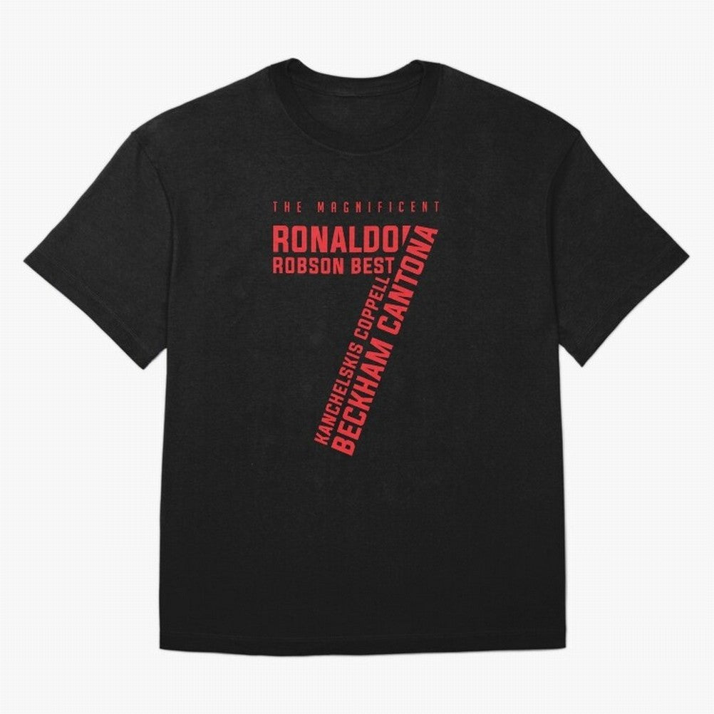 The Magnificent Seven - Man Utd Oversized T-Shirt Bring Match Day Fire to FIFA World Cup 2026 USA Canada Mexico for Fans of CR7 and Messi and England and Germany, Bringing Match Day Excitement, Supporter Culture, Golden Goals and Global Football