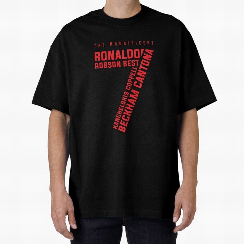 The Magnificent Seven - Man Utd Oversized T-Shirt Bring Match Day Fire to FIFA World Cup 2026 USA Canada Mexico for Fans of CR7 and Messi and England and Germany, Bringing Match Day Excitement, Supporter Culture, Golden Goals and Global Football