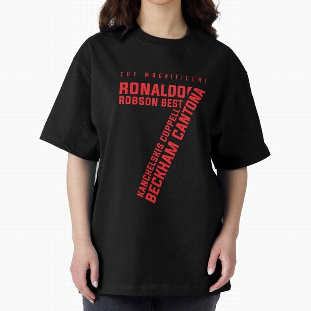 The Magnificent Seven - Man Utd Oversized T-Shirt Bring Match Day Fire to FIFA World Cup 2026 USA Canada Mexico for Fans of CR7 and Messi and England and Germany, Bringing Match Day Excitement, Supporter Culture, Golden Goals and Global Football
