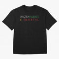 Na??o Valente e Imortal Portugal Oversized T-Shirt Remember Iconic Moments from Global Football Passion for FIFA World Cup 2026 Group Stage, Centered on CR7 and Messi, France and Portugal, Sports Nostalgia, International Competition, Famous Players