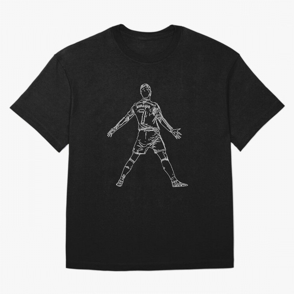 CR7 Cristiano Ronaldo Signature Celebration Siuuuuu Line Art White Oversized T-Shirt Feel the Trophy Chase of Match Day Hype around FIFA World Cup 2026 Group Stage, CR7 and Messi, England and Germany, Tournament Hype, Historic Matchups, Family
