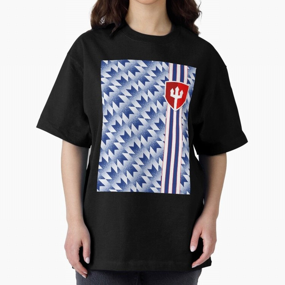 Manchester United 94 Away Jersey Pattern Oversized T-Shirt Represent FIFA World Cup 2026 Group Stage Spirit, Centered on France and Portugal, Haaland, Football History, Final Match Energy, Crowd Noise and Once in a Lifetime Moments; Created for