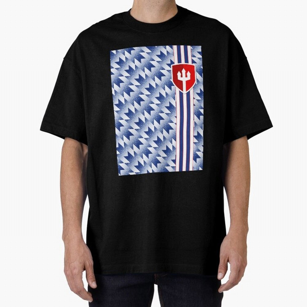Manchester United 94 Away Jersey Pattern Oversized T-Shirt Represent FIFA World Cup 2026 Group Stage Spirit, Centered on France and Portugal, Haaland, Football History, Final Match Energy, Crowd Noise and Once in a Lifetime Moments; Created for