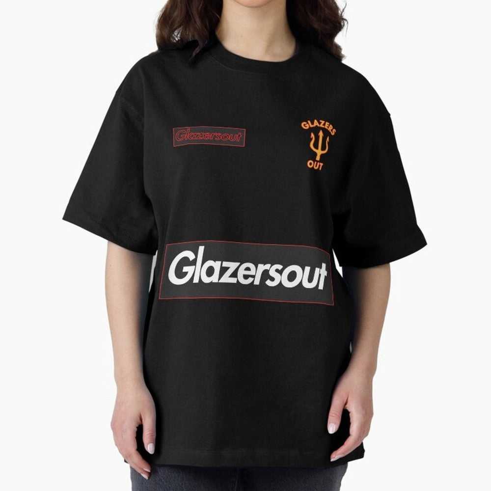 GlazersOut Red Manchester Kit V-Neck Oversized T-Shirt Show Your Tournament Heart for FIFA World Cup 2026 Centered on Cristiano Ronaldo, Haaland and CR7, England Energy, Supporter Pride, Iconic Celebrations, Legendary Names and Global Match Day