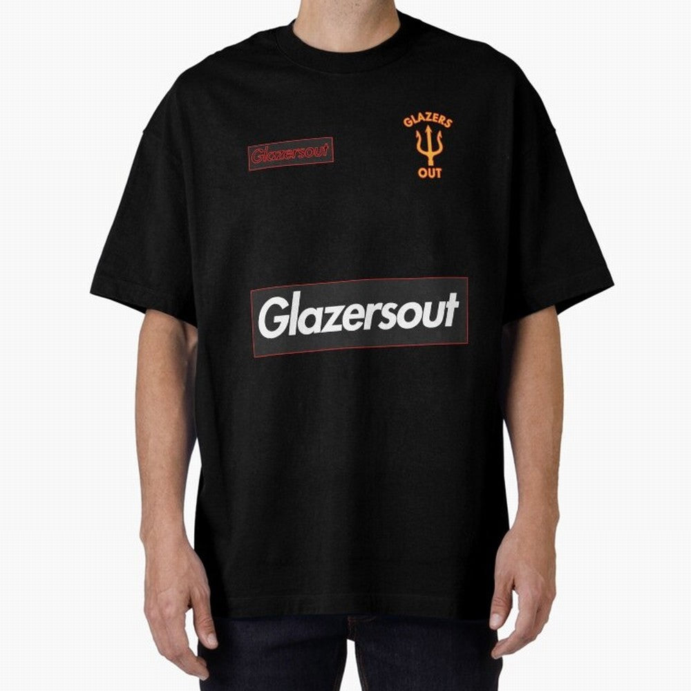 GlazersOut Red Manchester Kit V-Neck Oversized T-Shirt Show Your Tournament Heart for FIFA World Cup 2026 Centered on Cristiano Ronaldo, Haaland and CR7, England Energy, Supporter Pride, Iconic Celebrations, Legendary Names and Global Match Day