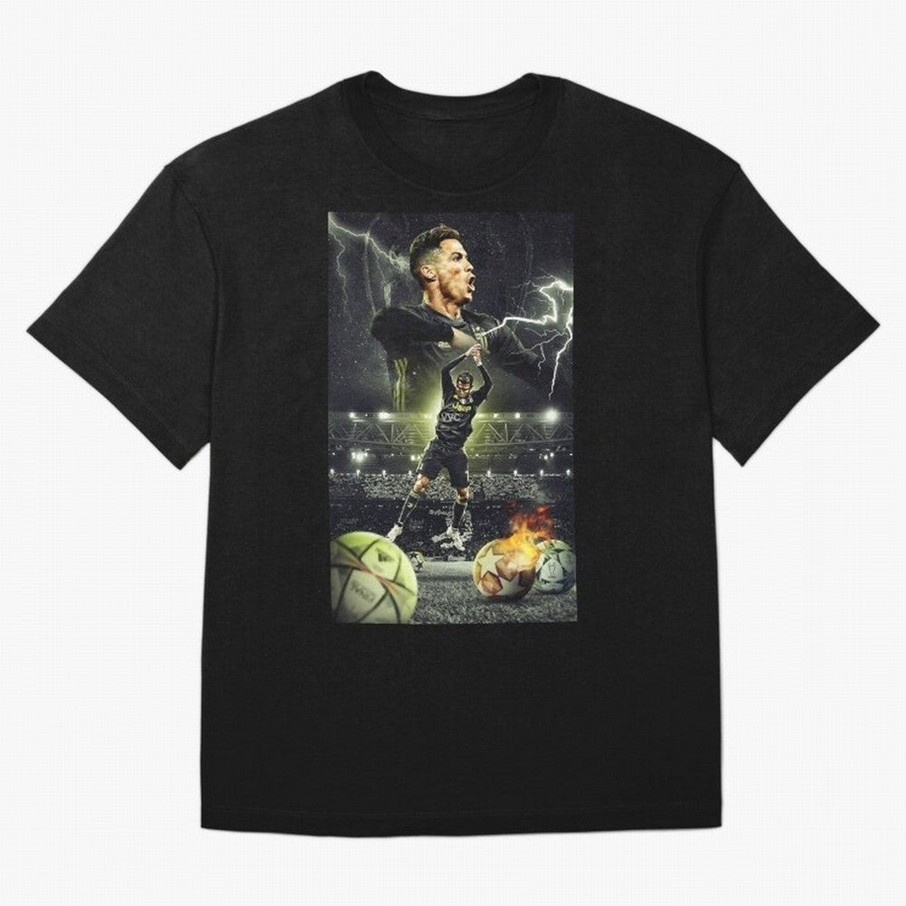 Ronaldo Illustration Oversized T-Shirt Celebrate Unforgettable Nights in Match Day Hype around FIFA World Cup 2026 USA Canada Mexico, Mbappe, Spain, Match Day Excitement, Supporter Culture, Golden Goals and Global Football Passion; Ideal for
