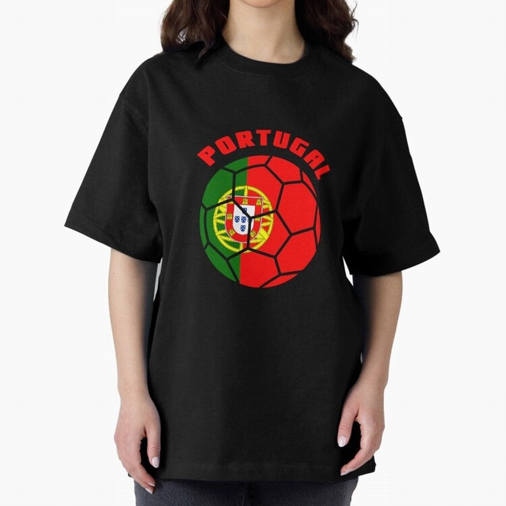 Portugal Football Soccer Ball Oversized T-Shirt Unlock FIFA World Cup 2026 USA Canada Mexico Spirit, Made for Portugal, Cristiano Ronaldo, Game Day Rituals, Football Legends, Country Pride and the Road to the Final; Ideal for Passionate Fans Who