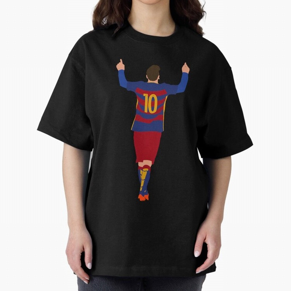 Lionel Messi - Fc Barcelona #s14 Oversized T-Shirt Capture Match Day Hype around FIFA World Cup 2026, Cristiano Ronaldo, Haaland and CR7, Argentina and Brazil, Retro Football Energy, Iconic Rivalries, Trophy Chase Drama and Stadium Atmosphere;