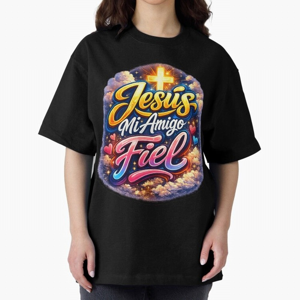 Jesus my faithful friend Oversized T-Shirt Fuel the Hype around FIFA World Cup 2026 Spirit, Centered on Spain and Netherlands, CR7 and Messi, Stadium Memories, Football Loyalty, International Chants and Championship Tradition; Ideal for Fans Who