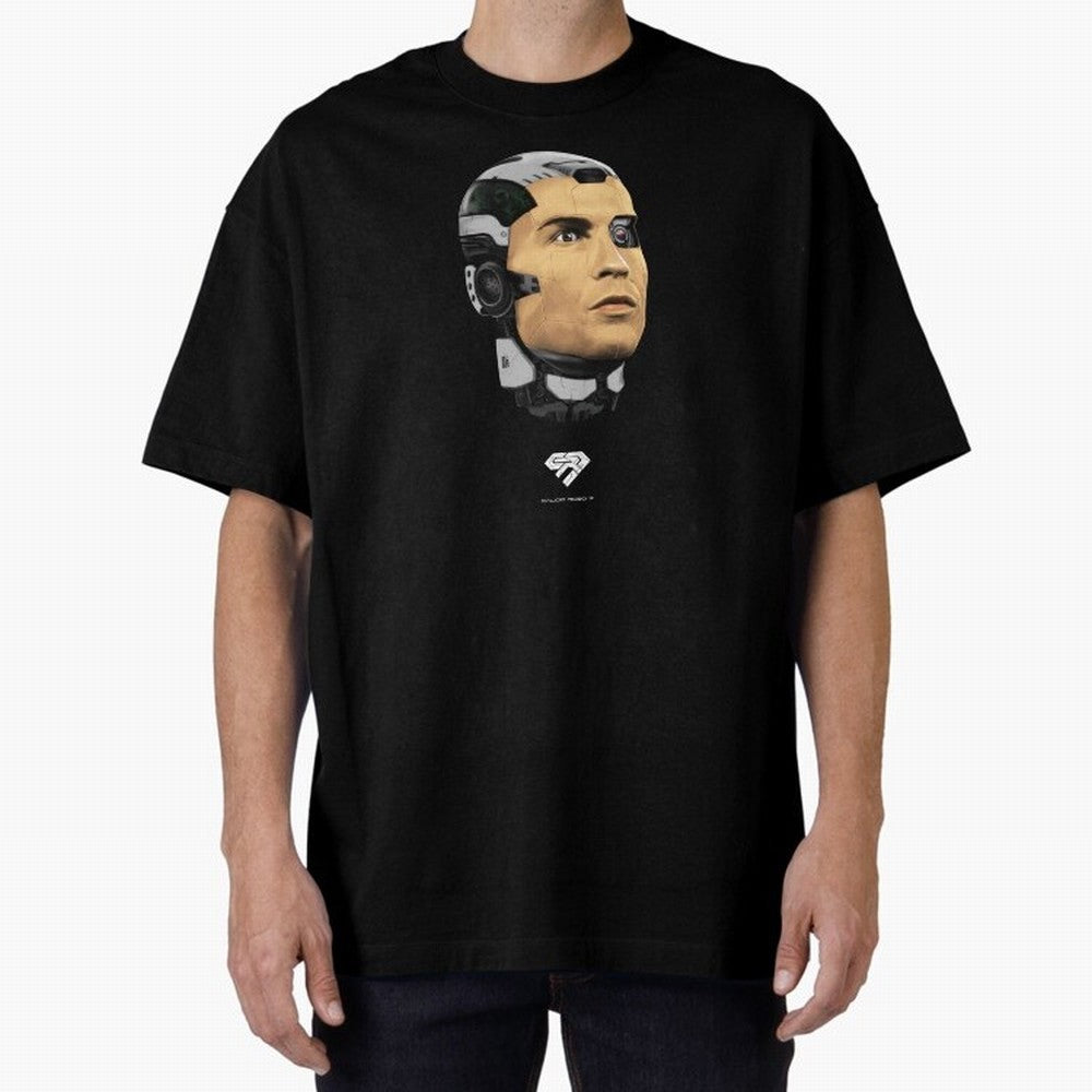 Calcio Robo 7 Oversized T-Shirt Bring Retro Soccer Energy to Global Football Passion for FIFA World Cup 2026 USA Canada Mexico, Filled with Cristiano Ronaldo, Haaland and CR7, France, Vintage Soccer Flavor, Modern Football Stars, National Flags and