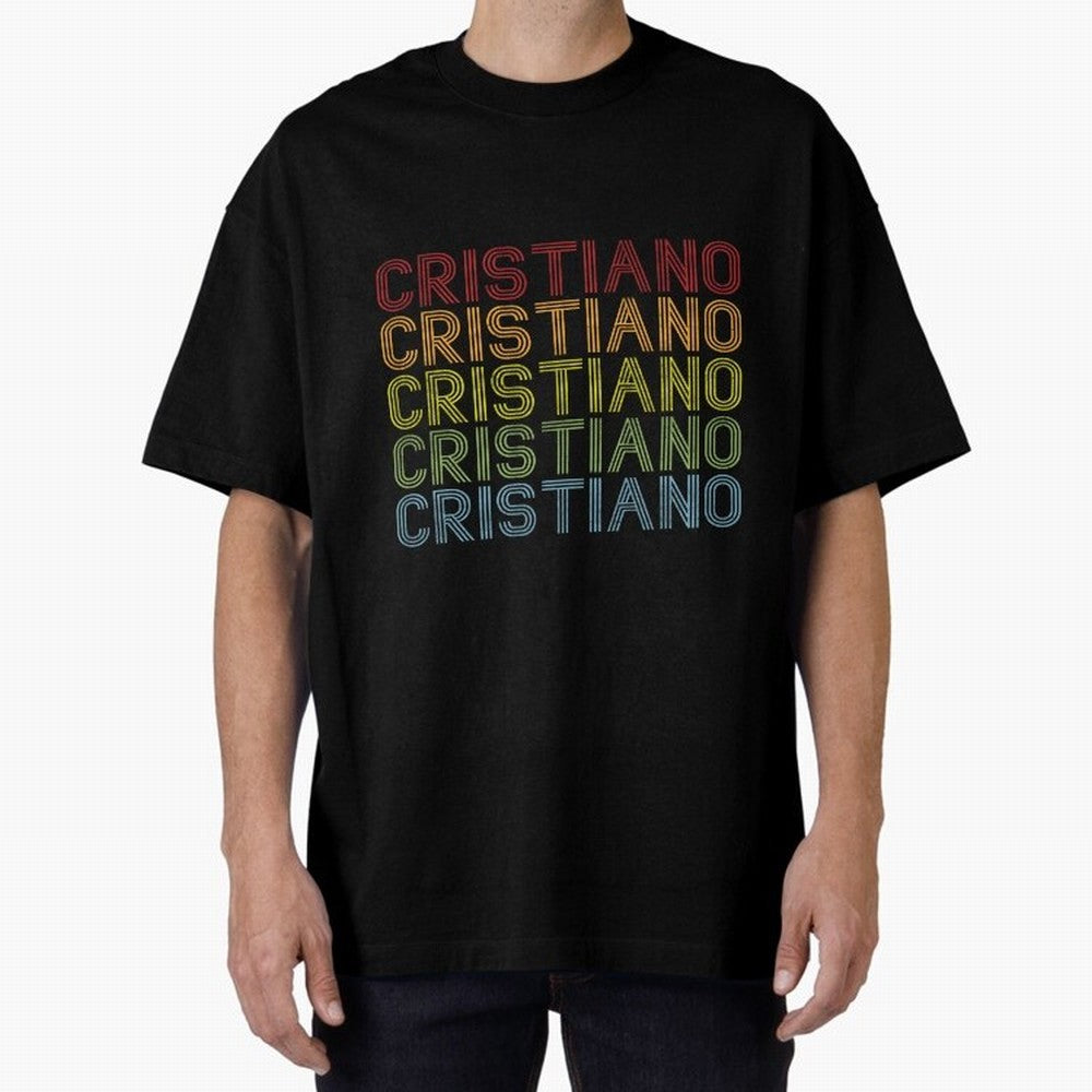 Cristiano Name T Shirt - Cristiano Vintage Retro Cristiano Name Gift Item Tee Oversized T-Shirt Show Your Love for Global Football Passion for FIFA World Cup 2026 Group Stage, Celebrating CR7 and Messi, Brazil, Fan Favorite Moments, National Team