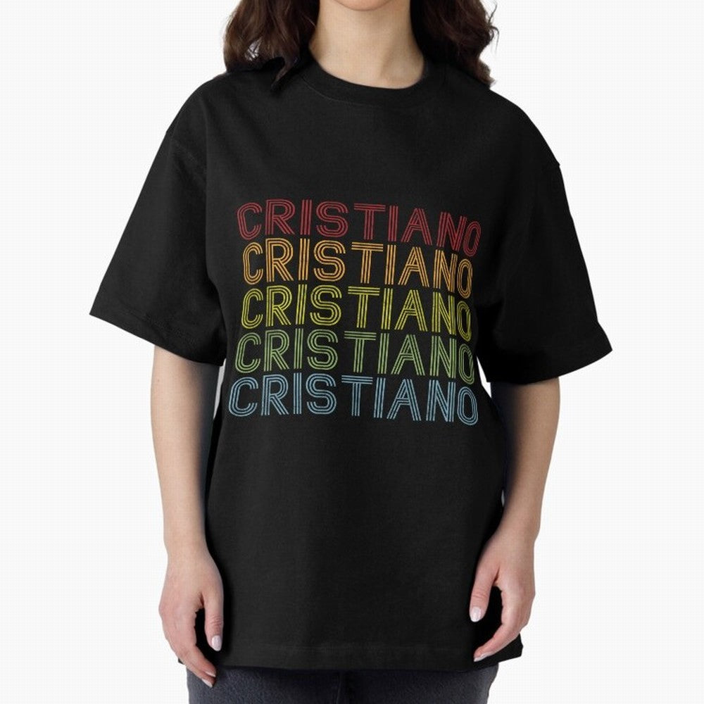 Cristiano Name T Shirt - Cristiano Vintage Retro Cristiano Name Gift Item Tee Oversized T-Shirt Show Your Love for Global Football Passion for FIFA World Cup 2026 Group Stage, Celebrating CR7 and Messi, Brazil, Fan Favorite Moments, National Team